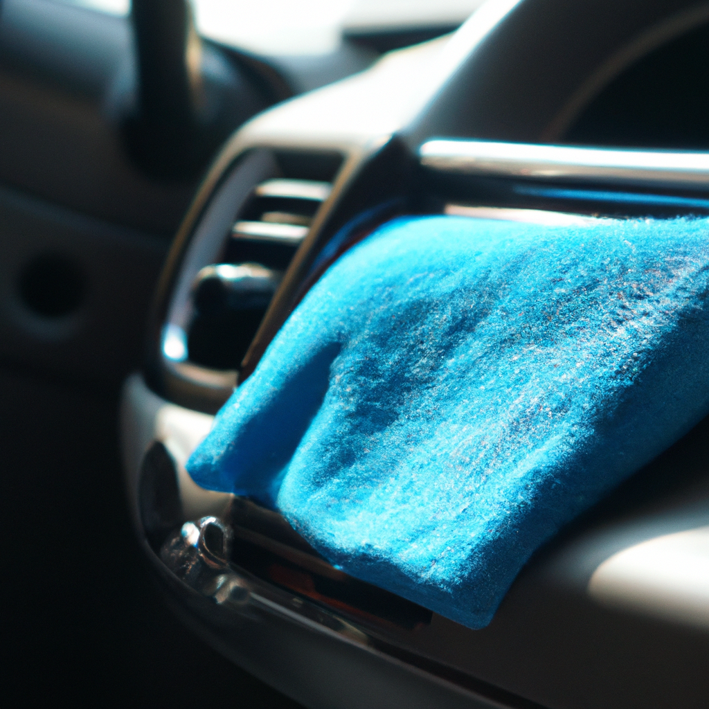 Polishing a dashboard with a microfiber towel